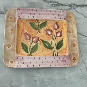Vintage Made in Italy Hand Painted Ceramic Platter 12"x9.75" Ancora